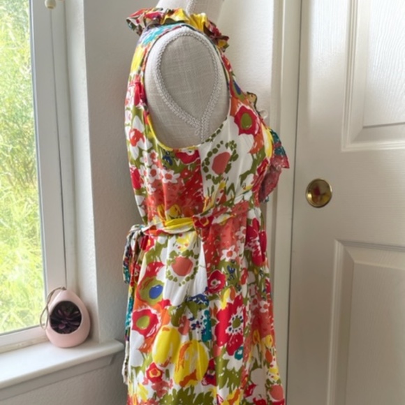 XXI By Forever 21 | Colorful Floral Ruffle Button-Up Sleeveless Dress – Size M - Picture 6 of 16